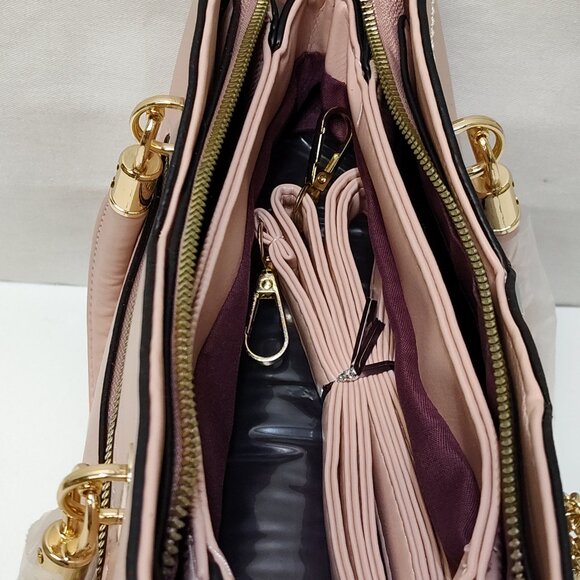 Danbaoly Patchwork PU Leather Handbag Top Handles Removable Crossbody Strap NWT - Picture 10 of 13